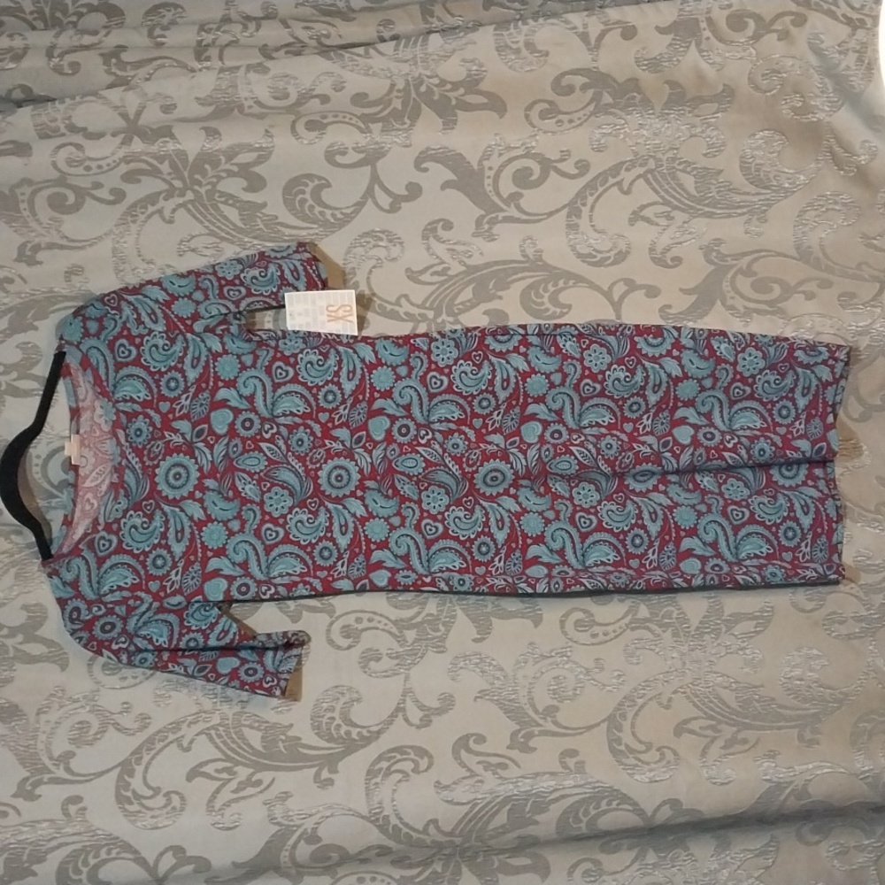 LulaRoe Julia Dress Size XS Paisley, Teal, & Maroon